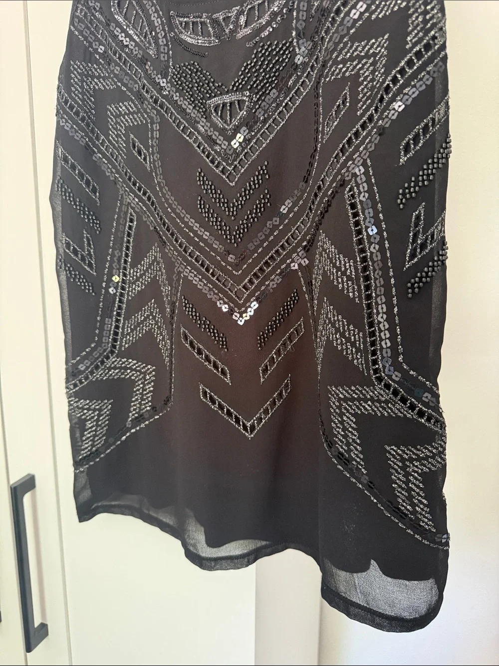 Express Black Sequined Geometric Tank Top